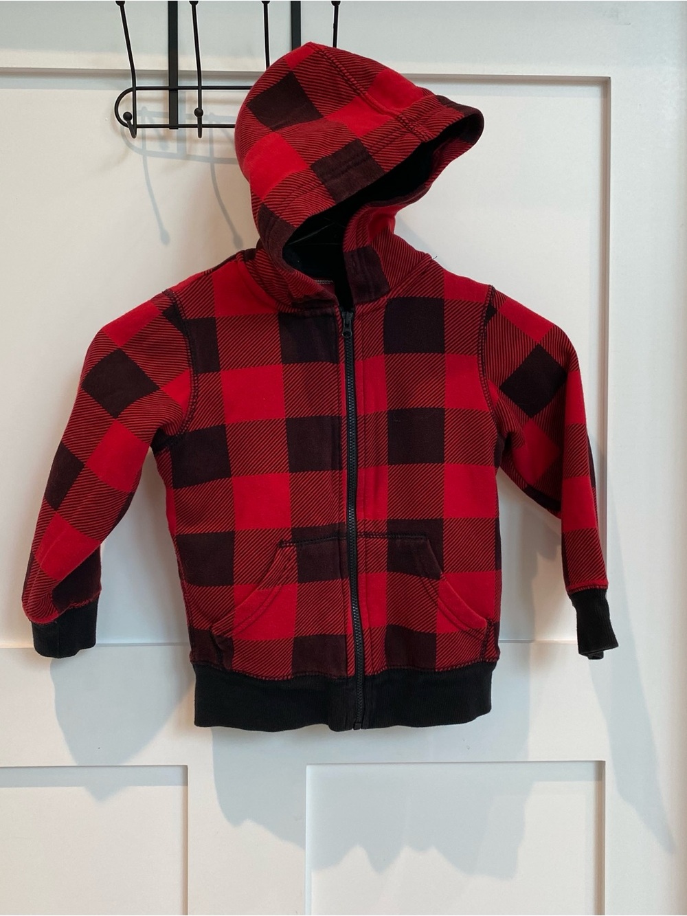 Arizona Jean Company Red and Black Buffalo Plaid Zip Hoodie for Kids size 4T